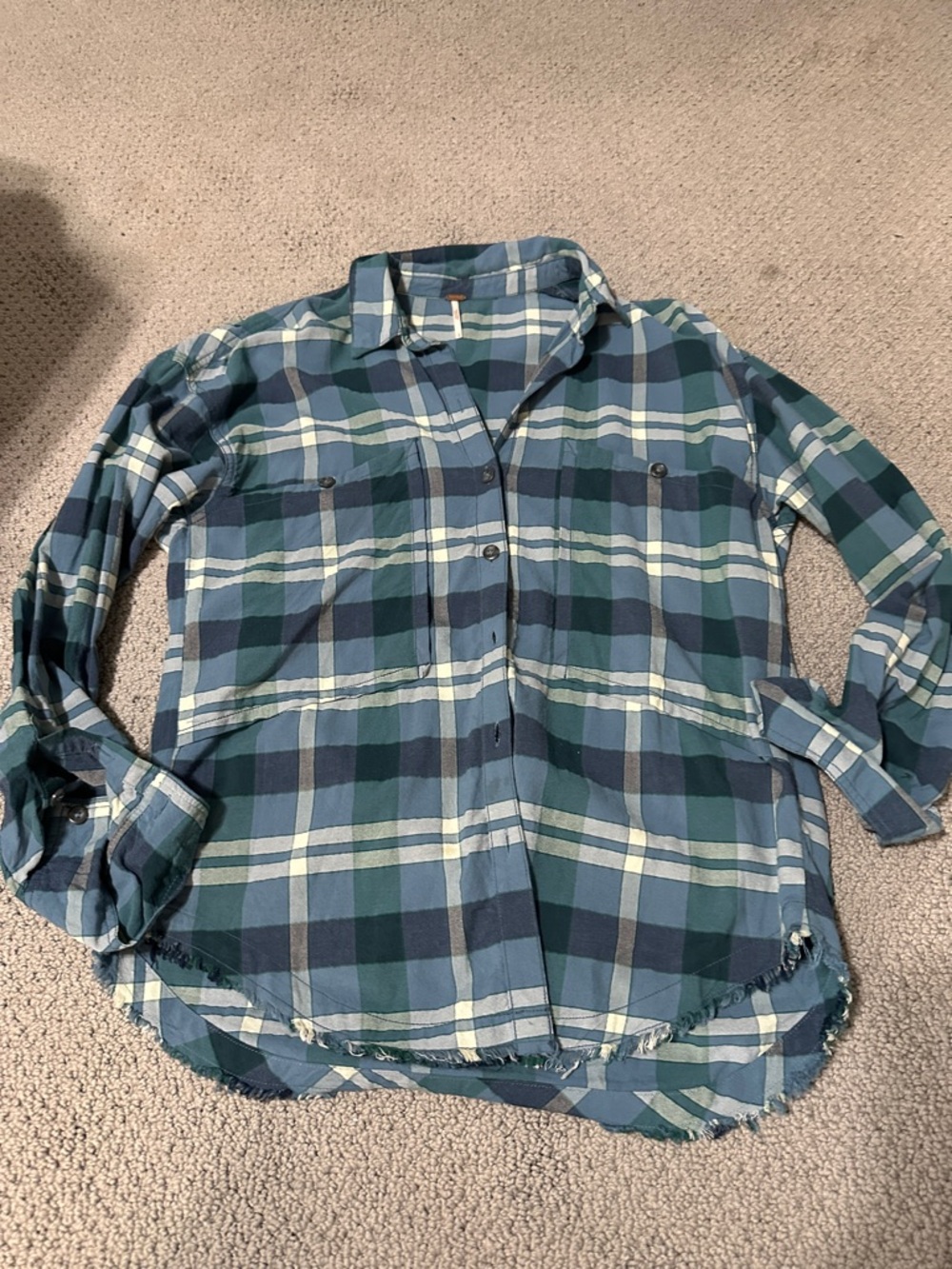 Free People blue checkered shirt